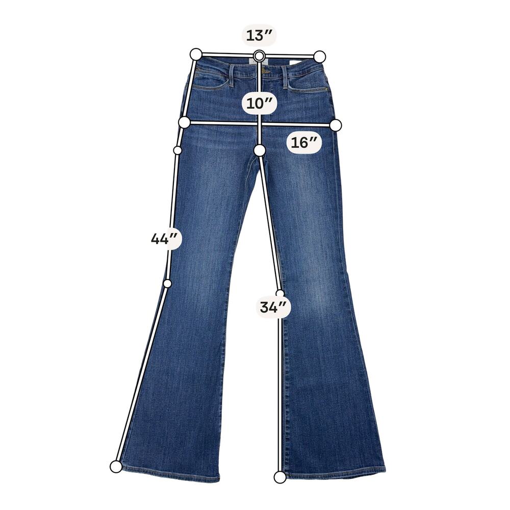 FRAME Le High Flare Jeans 28 Dublin Dark Wash High Rise 34" LHF865 - Picture 3 of 11